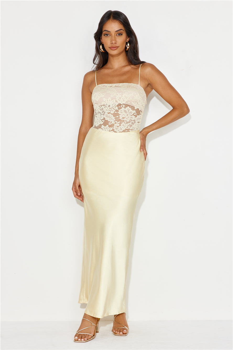 Switch On Satin Maxi Dress Yellow