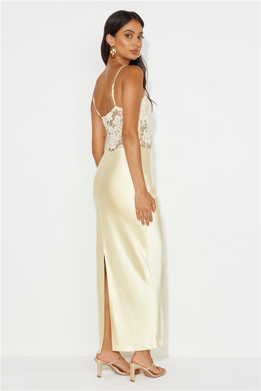 Switch On Satin Maxi Dress Yellow