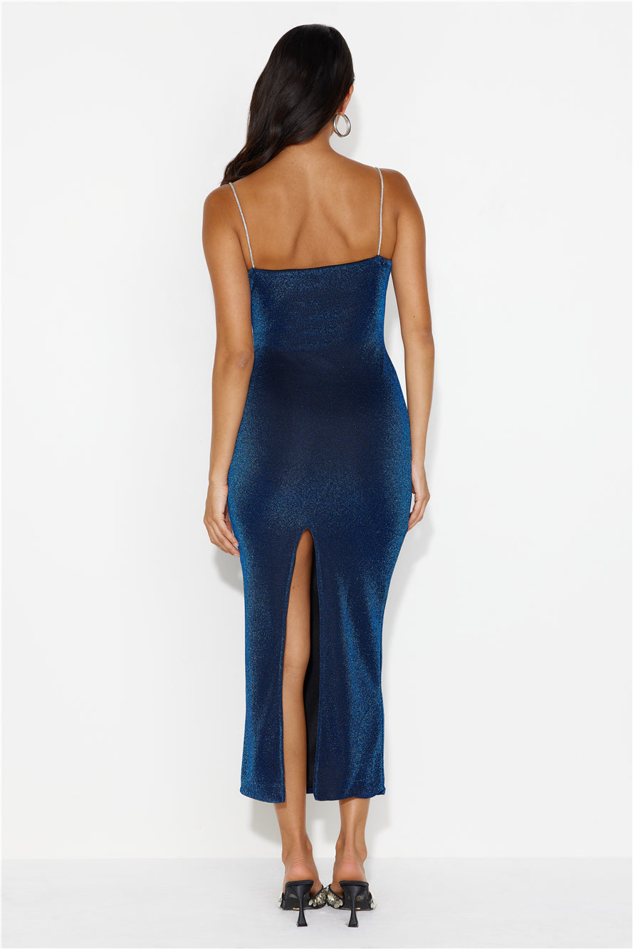 Midnight With You Glitter Maxi Dress Navy