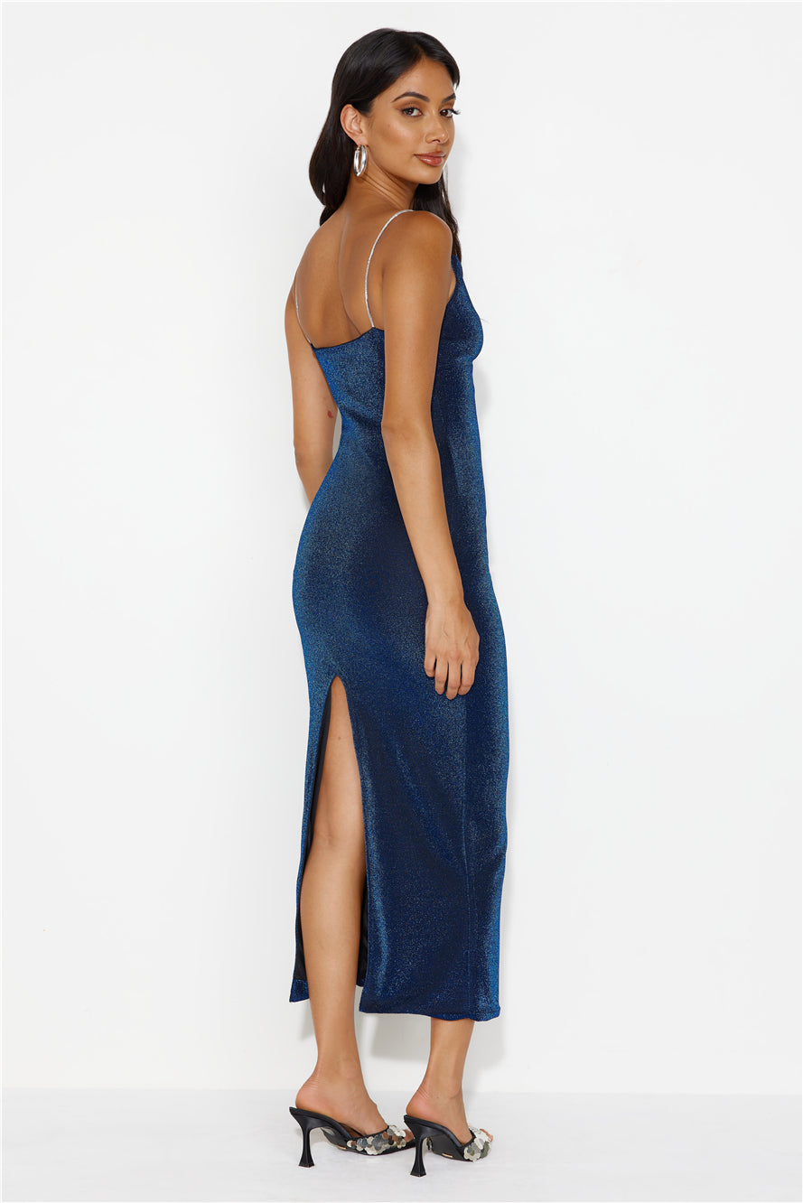 Midnight With You Glitter Maxi Dress Navy