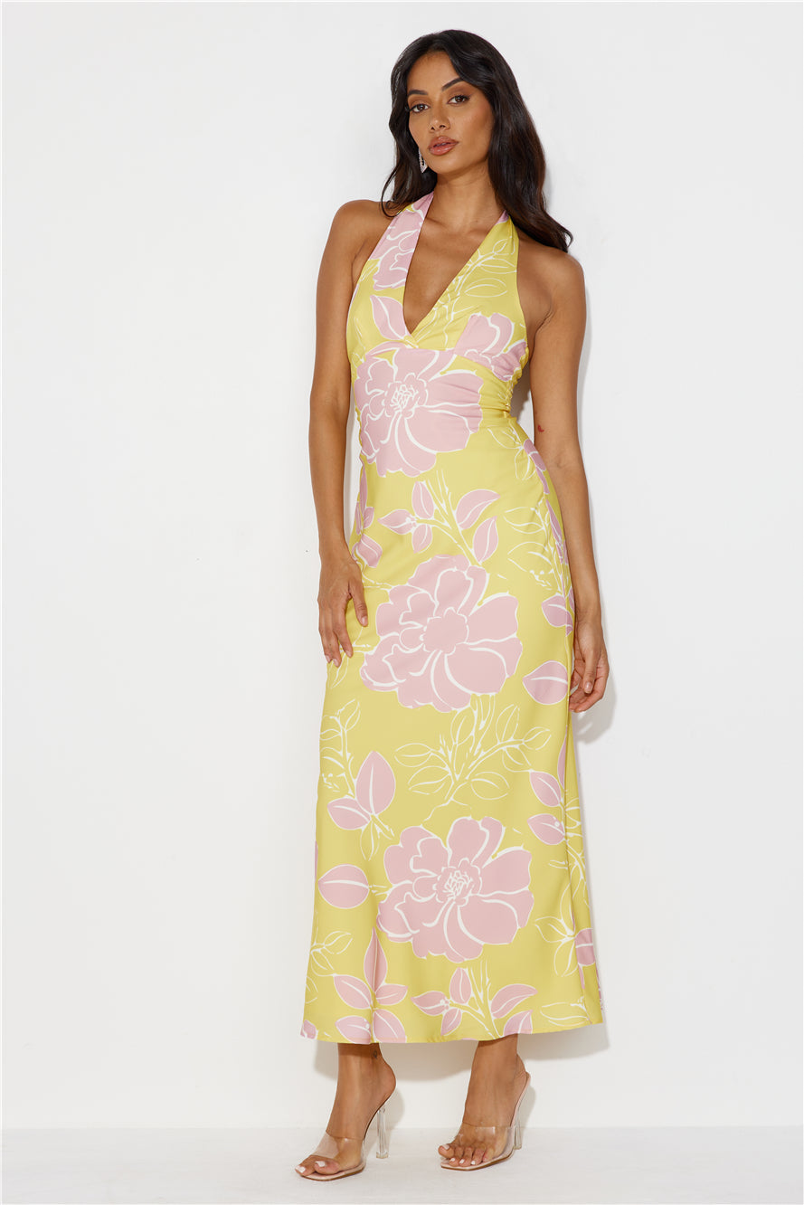 Oasis Hour Halter Maxi Dress Yellow