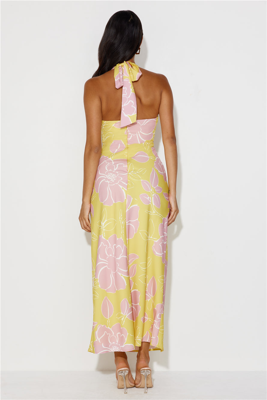 Oasis Hour Halter Maxi Dress Yellow