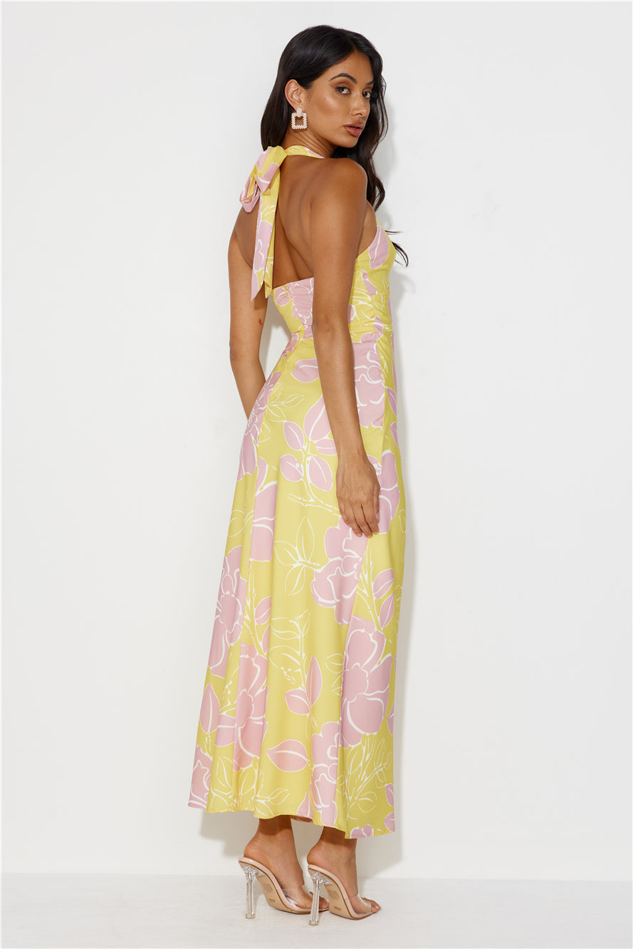 Oasis Hour Halter Maxi Dress Yellow