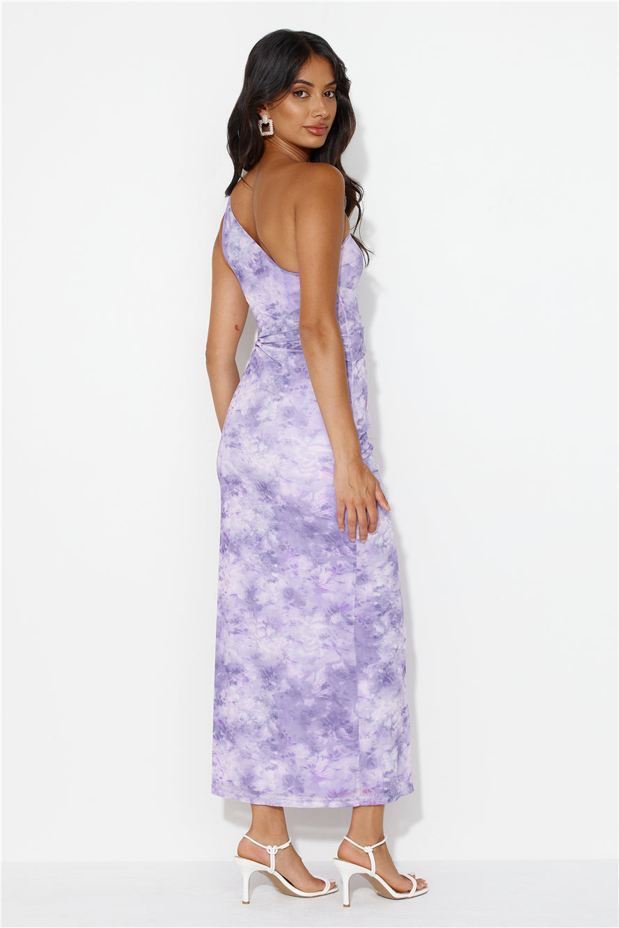 Make A Commotion One Shoulder Mesh Maxi Dress Purple
