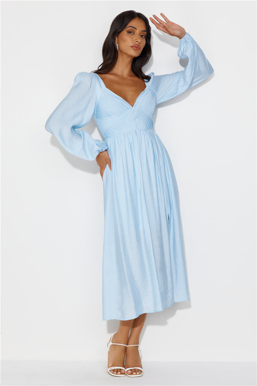 Dancing Deni Long Sleeve Midi Dress Blue