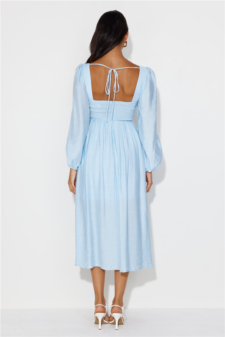 Dancing Deni Long Sleeve Midi Dress Blue