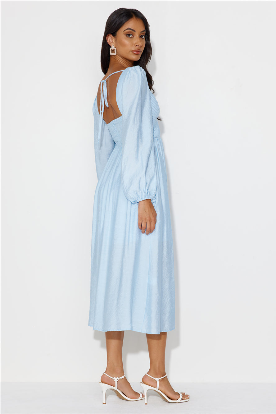 Dancing Deni Long Sleeve Midi Dress Blue