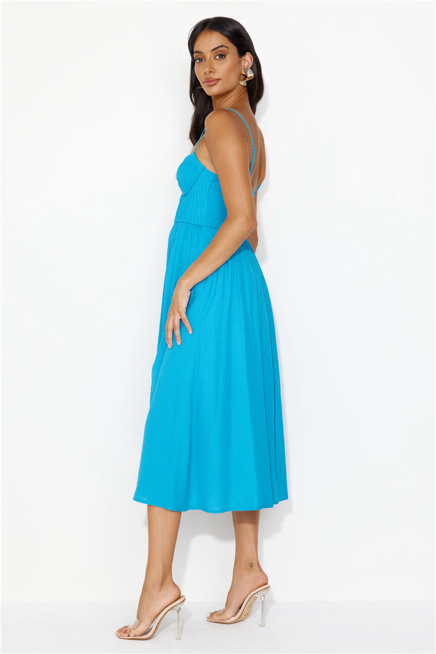 Channeling Moods Midi Dress Blue