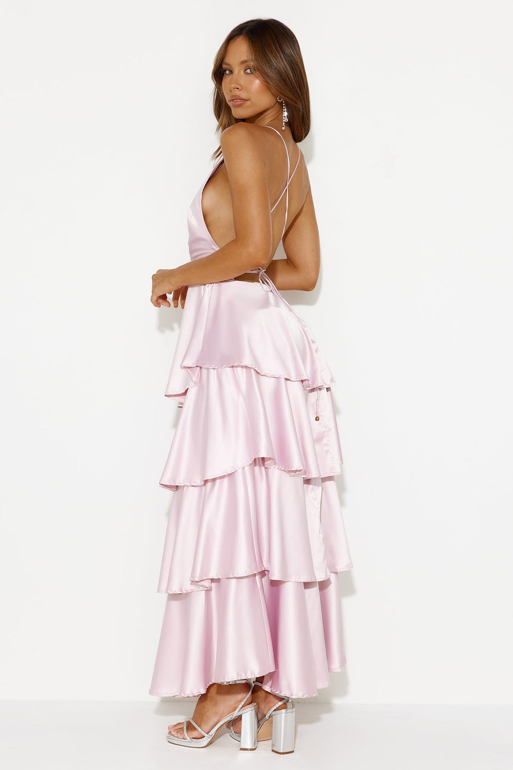 Party Of The Year Satin Maxi Dress Light Pink