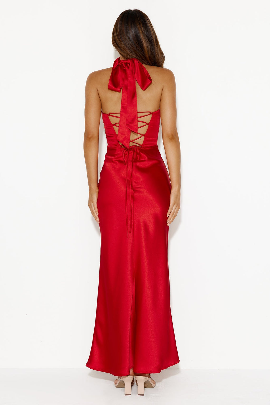 Lady In Silk Strapless Maxi Dress Red