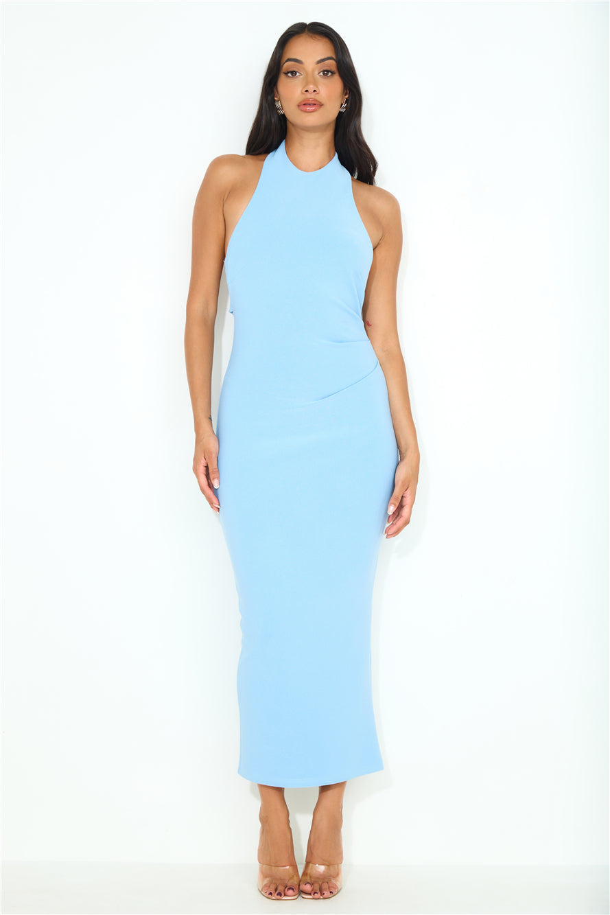 Straight Back To You Halter Maxi Dress Blue