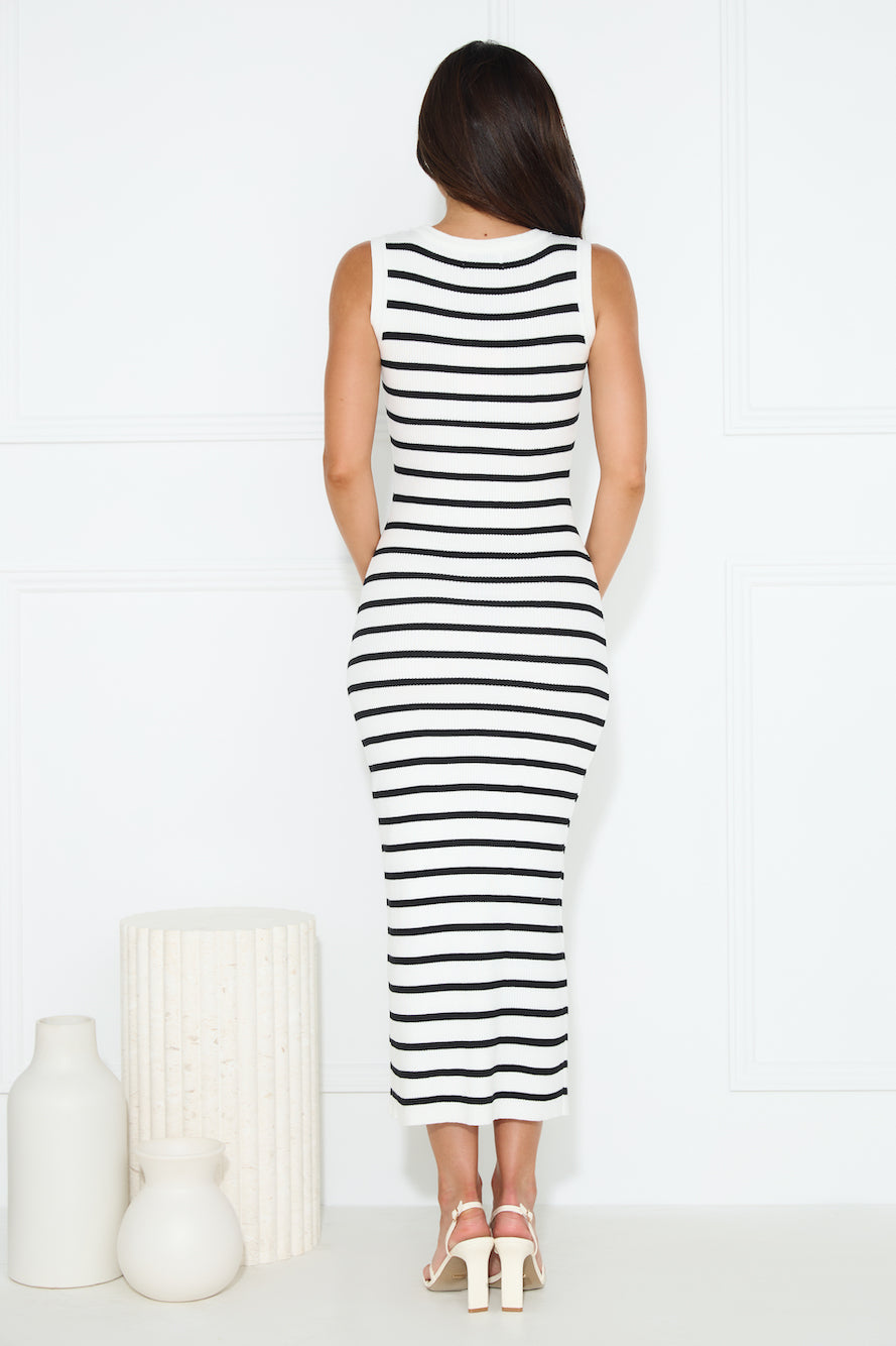Take Your Place Knit Ribbed Maxi Dress White