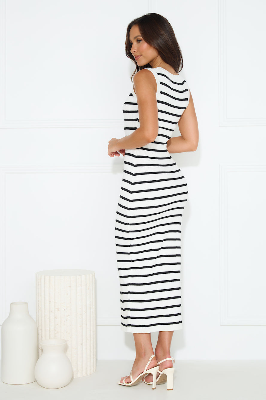 Take Your Place Knit Ribbed Maxi Dress White