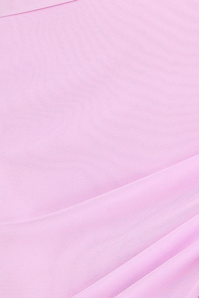 Evening Of Class Off Shoulder Mesh Maxi Dress Lilac