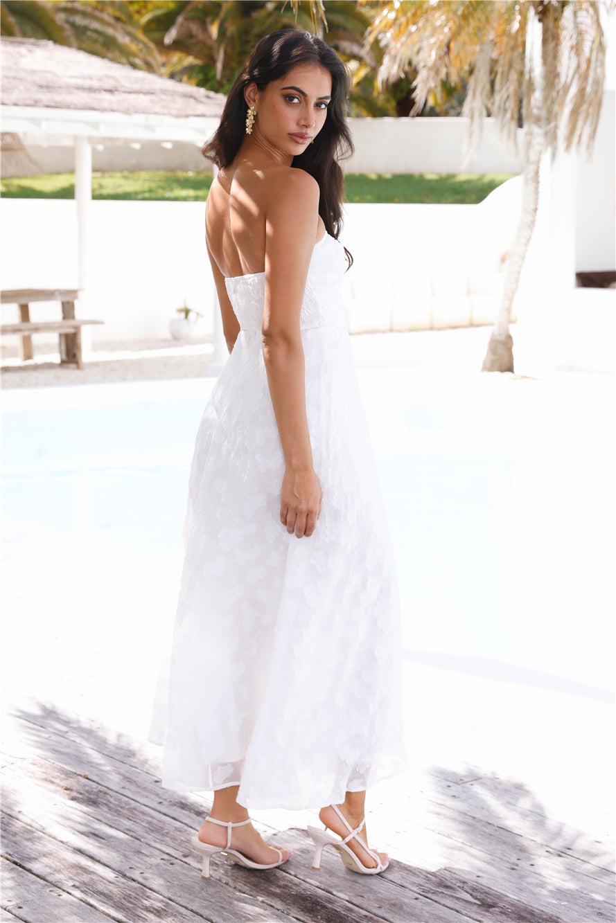 Talk About Yourself Strapless Maxi Dress White