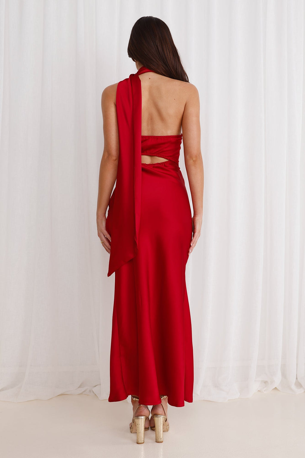 Francesca Satin Midi Dress Maroon