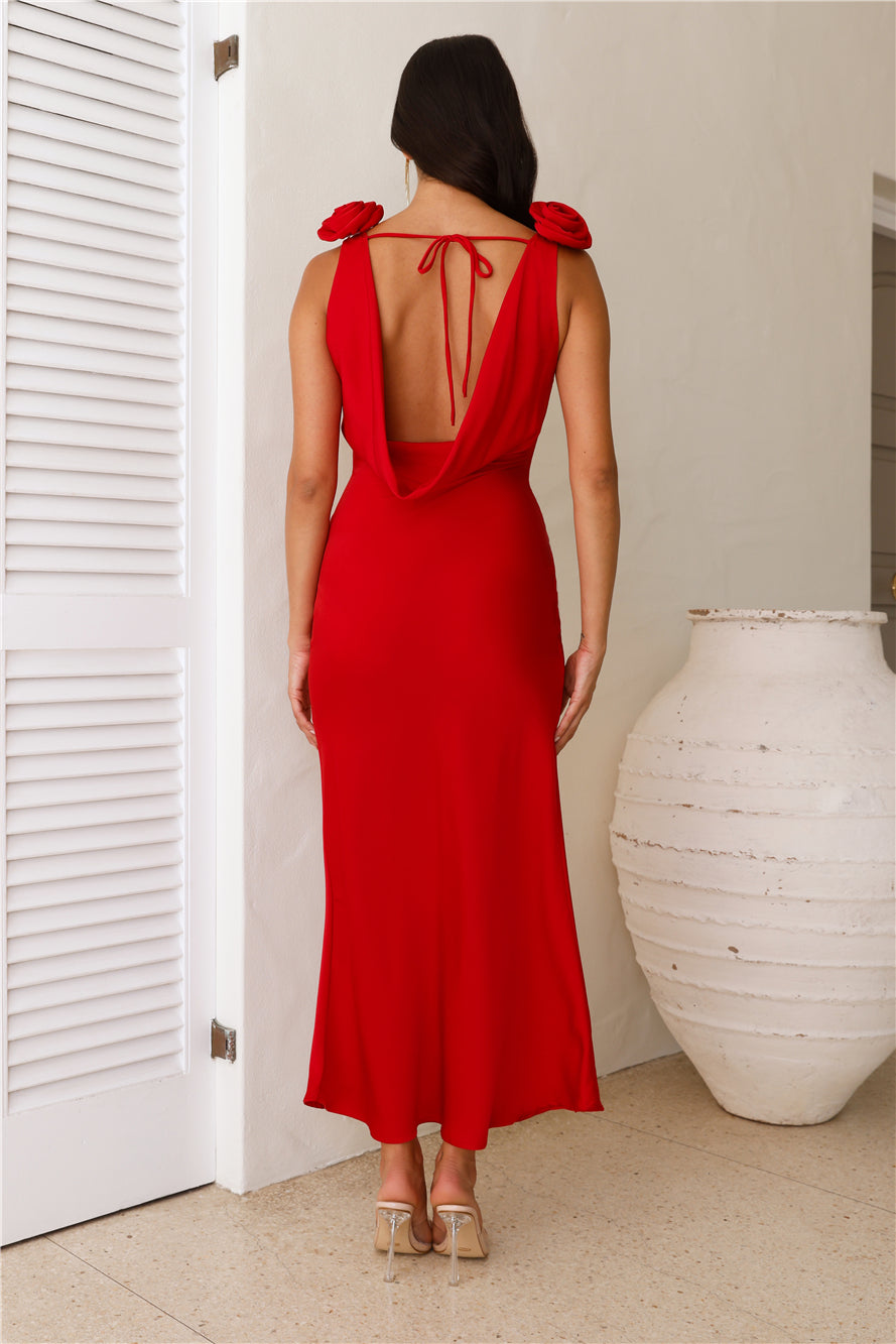 Event Of All Events Satin Maxi Dress Red