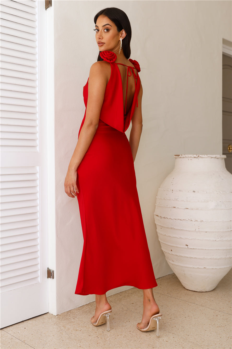 Event Of All Events Satin Maxi Dress Red