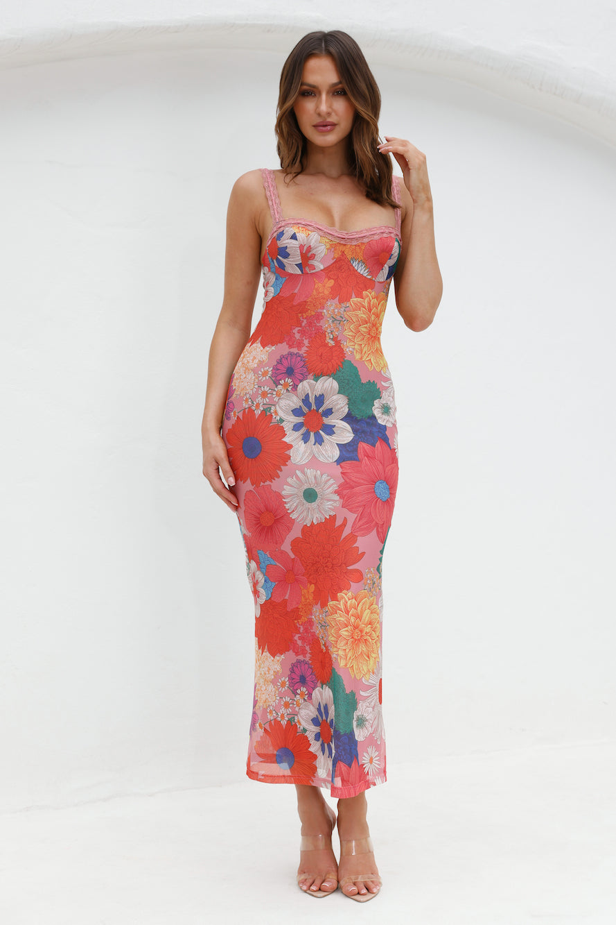 More To Make Mesh Maxi Dress Print