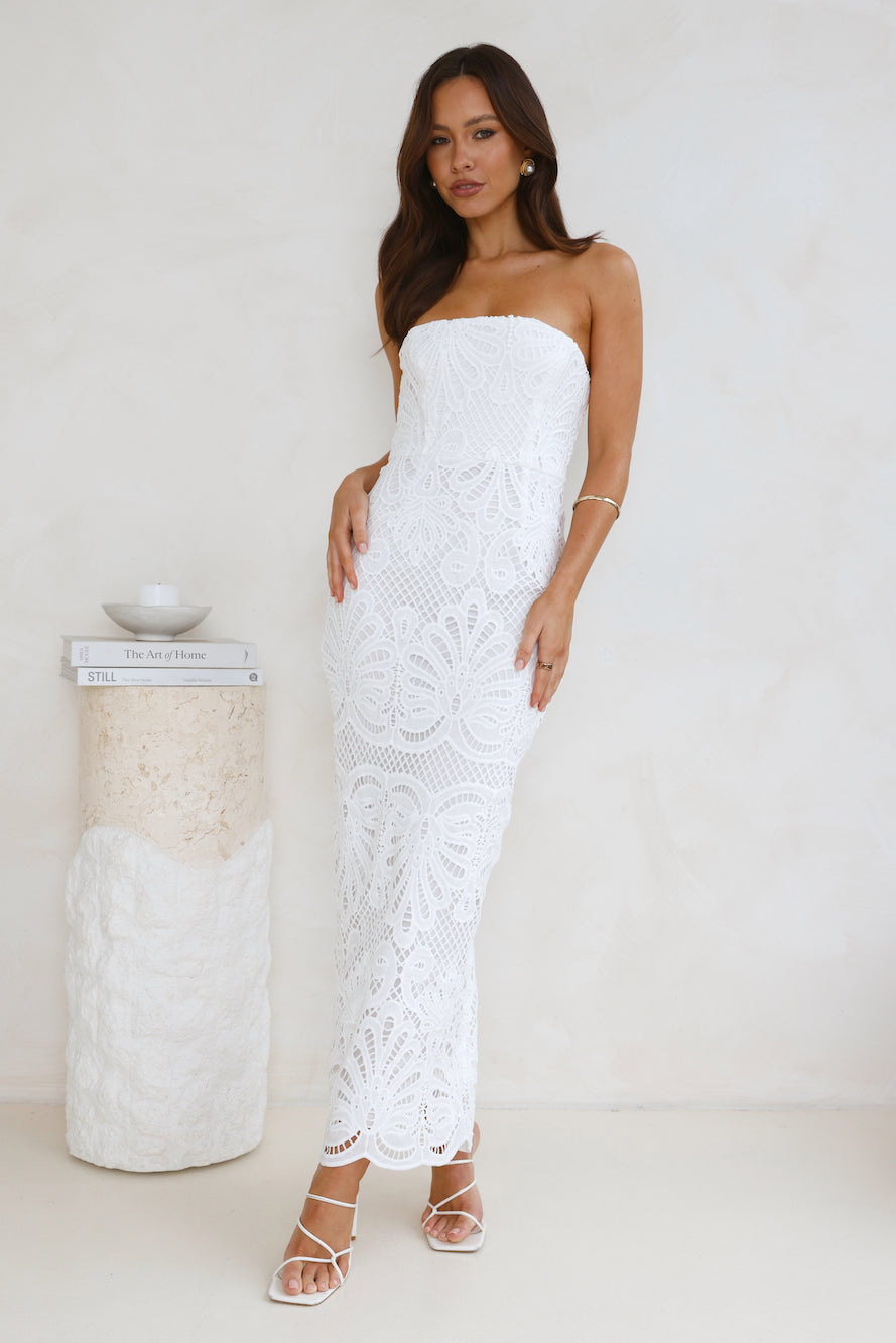 Counting Days Strapless Maxi Dress White