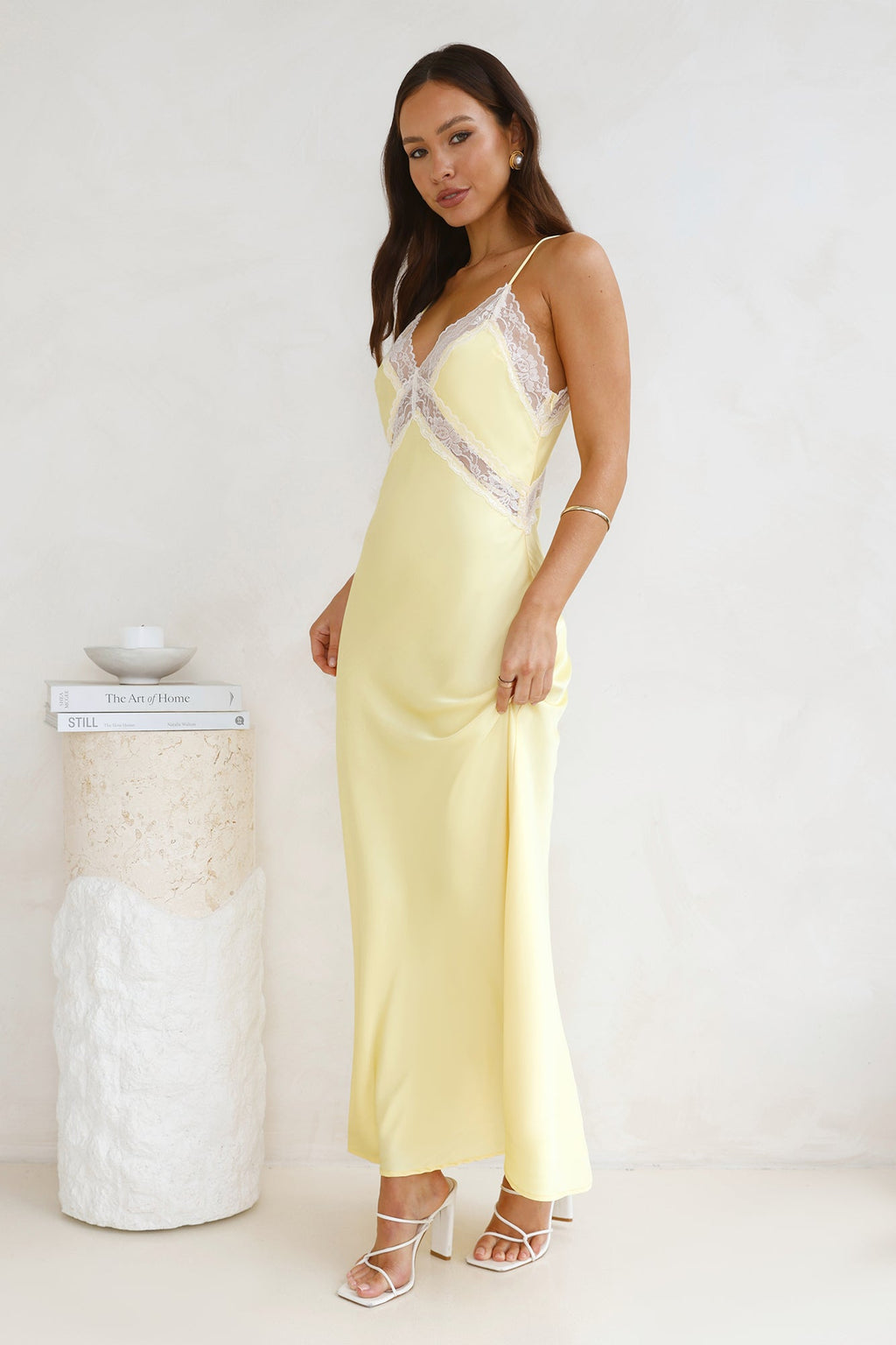 Ultimate Love Satin Slip Maxi Dress Yellow