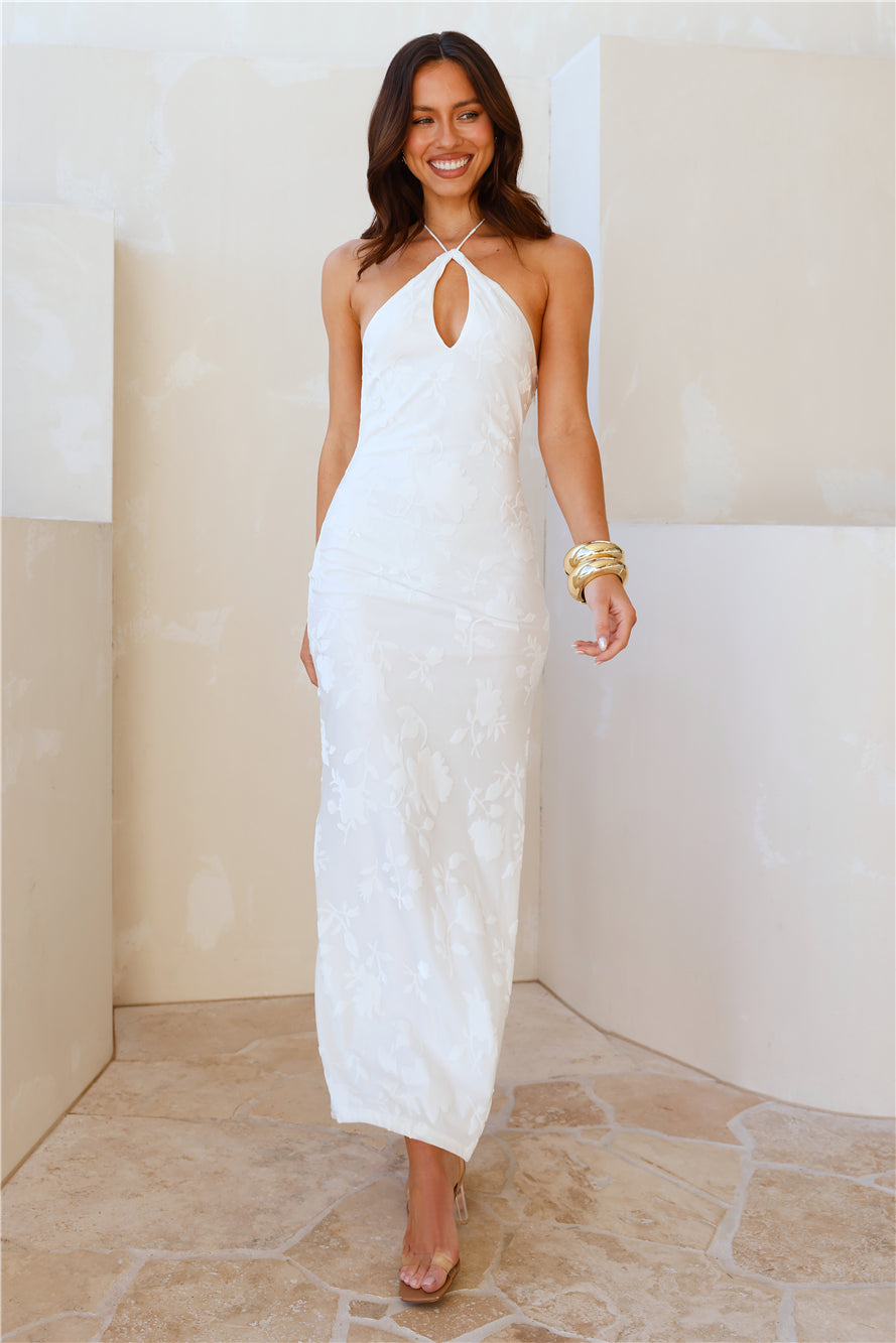 Admired From All Angles Halter Maxi Dress White