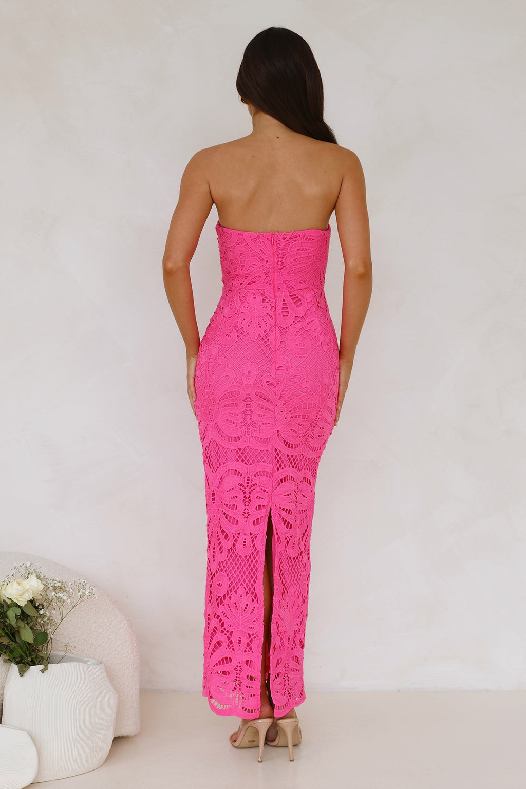 Counting Days Strapless Maxi Dress Hot Pink
