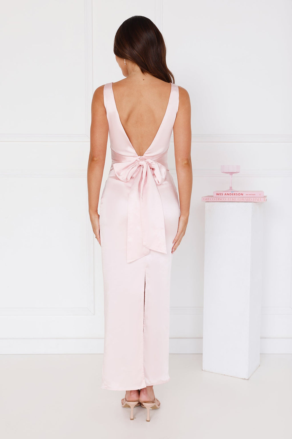 Twilight Affair Satin Maxi Dress Pink