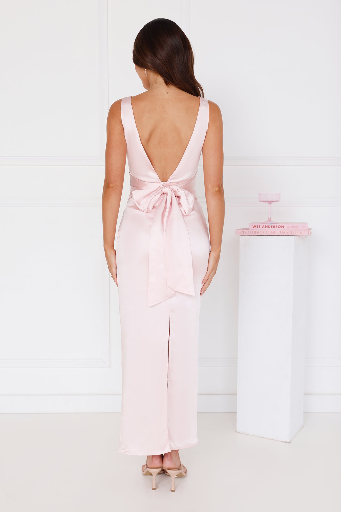 Twilight Affair Satin Maxi Dress Pink