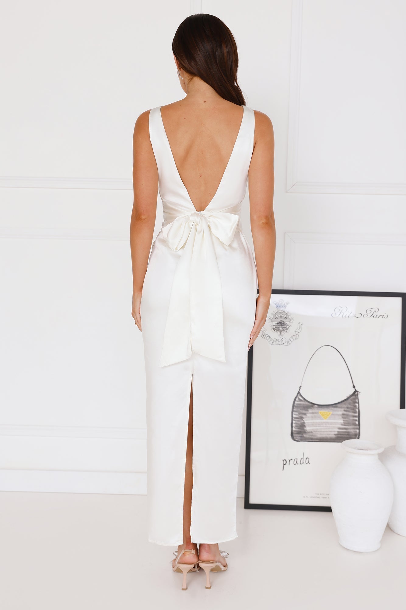 Twilight Affair Satin Maxi Dress Champagne