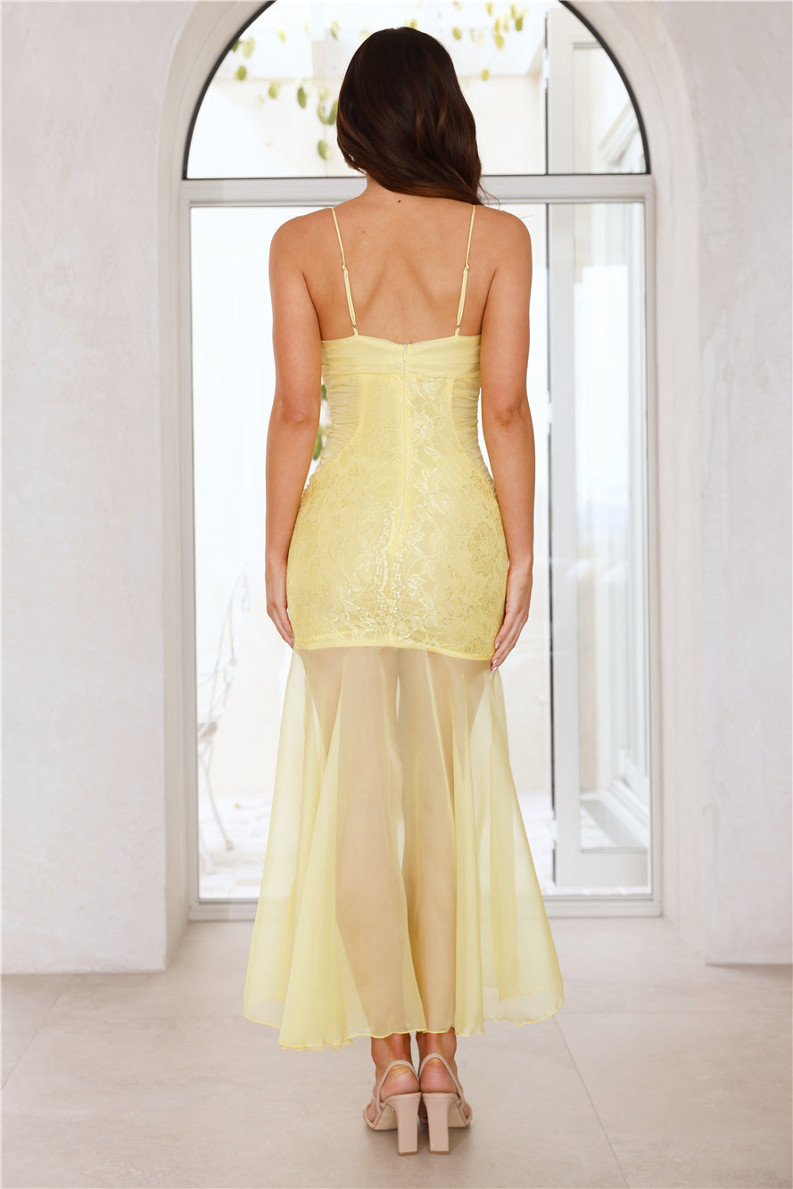 Sunset Moments Lace Maxi Dress Yellow
