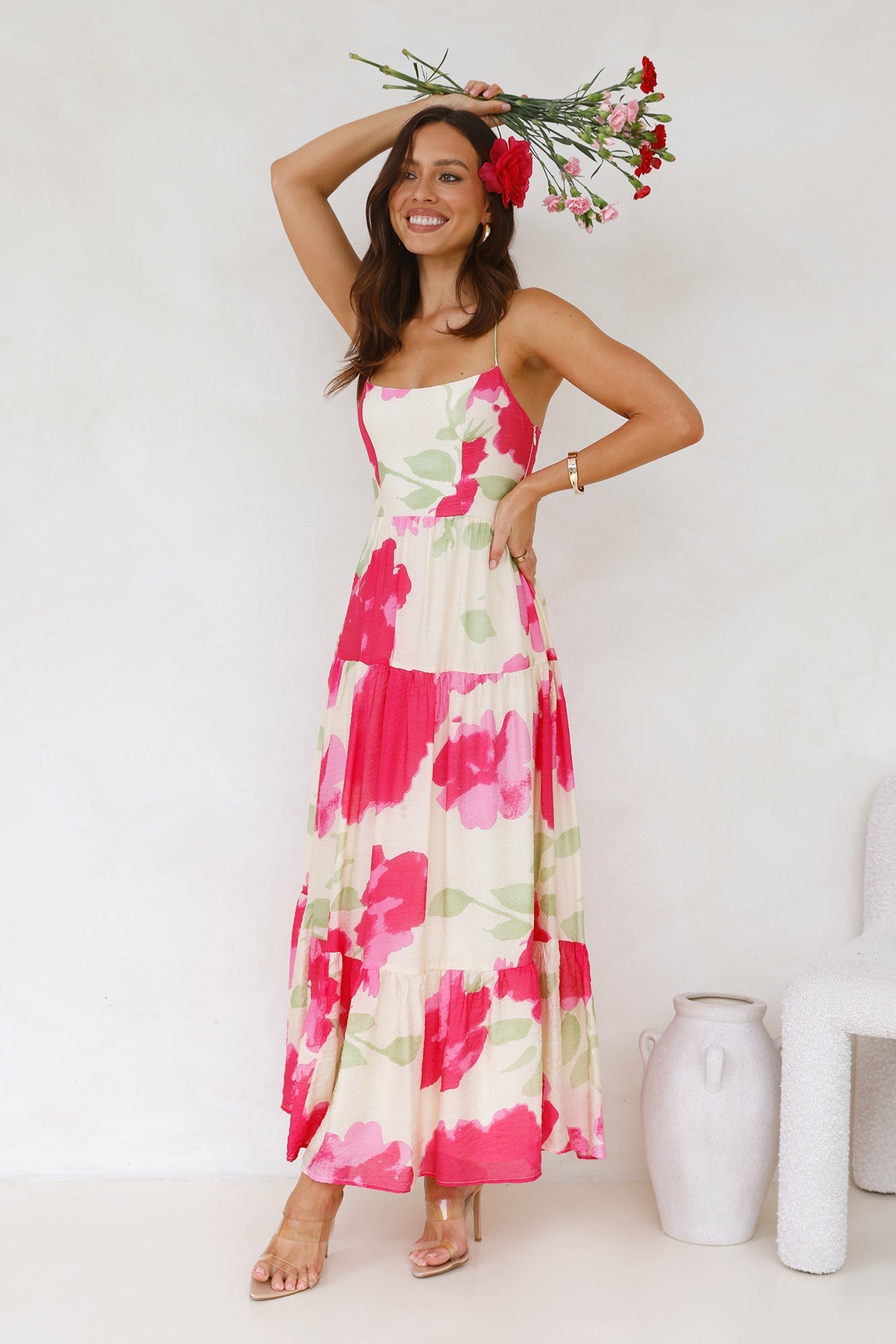 First Flower Maxi Dress Beige