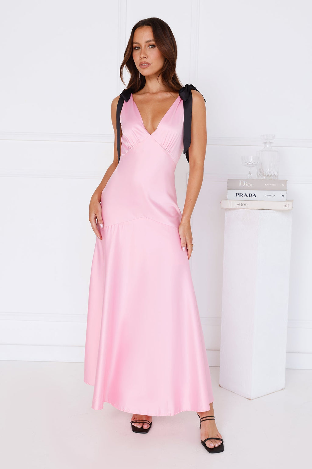 Petals And Promises Satin Maxi Dress Pink