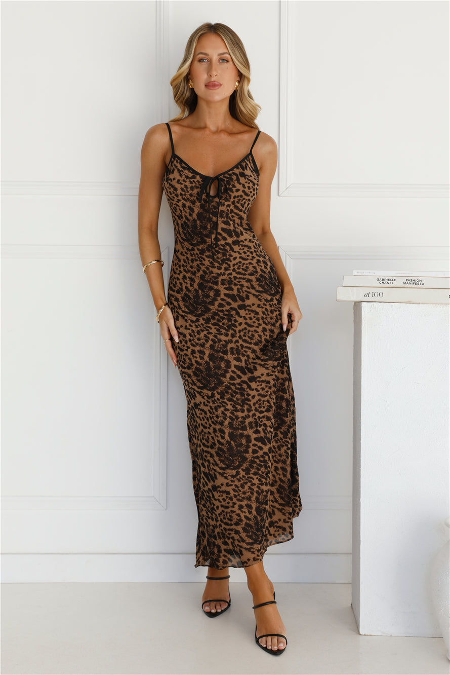 Catwalk Society Slip Maxi Dress Leopard