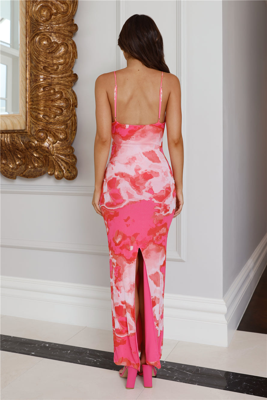 Dance And Tease Mesh Maxi Dress Pink