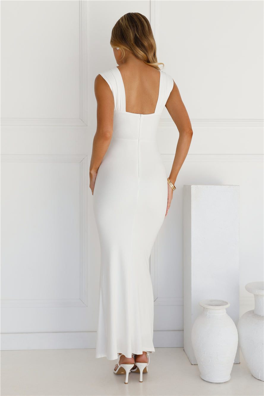 Upscale Ribbed Maxi Dress White