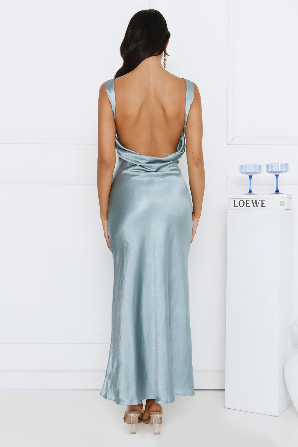 Classy Entrance Satin Slip Maxi Dress Blue
