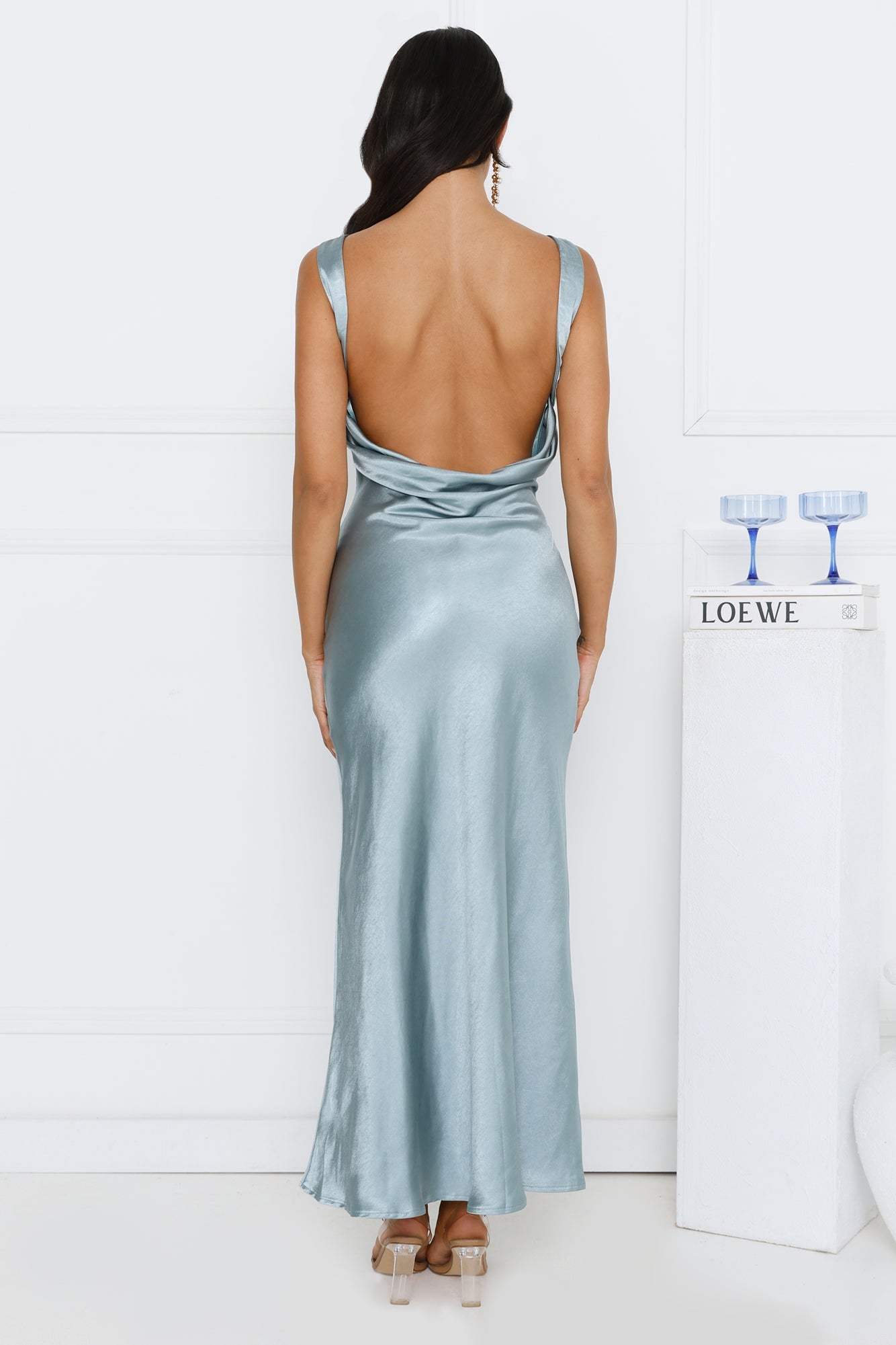 Classy Entrance Satin Slip Maxi Dress Blue