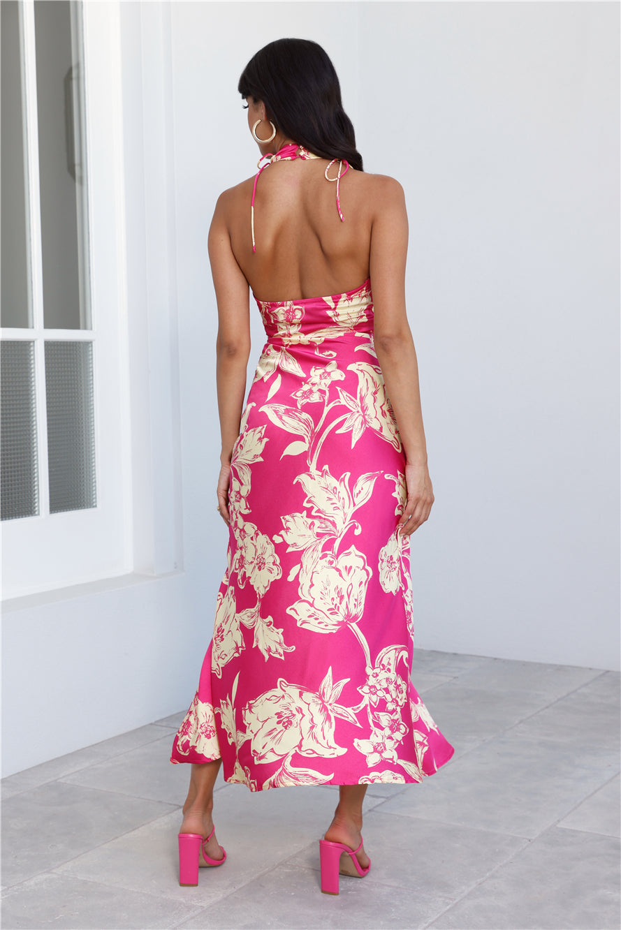 Luxe Launch Halter Maxi Dress Pink