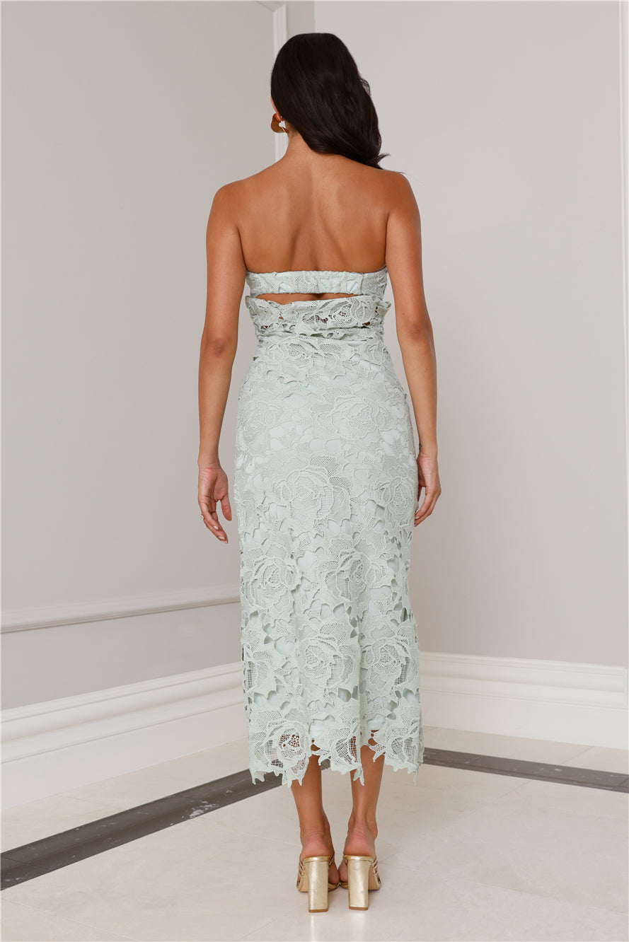 Timeless Classic Strapless Lace Maxi Dress Sage