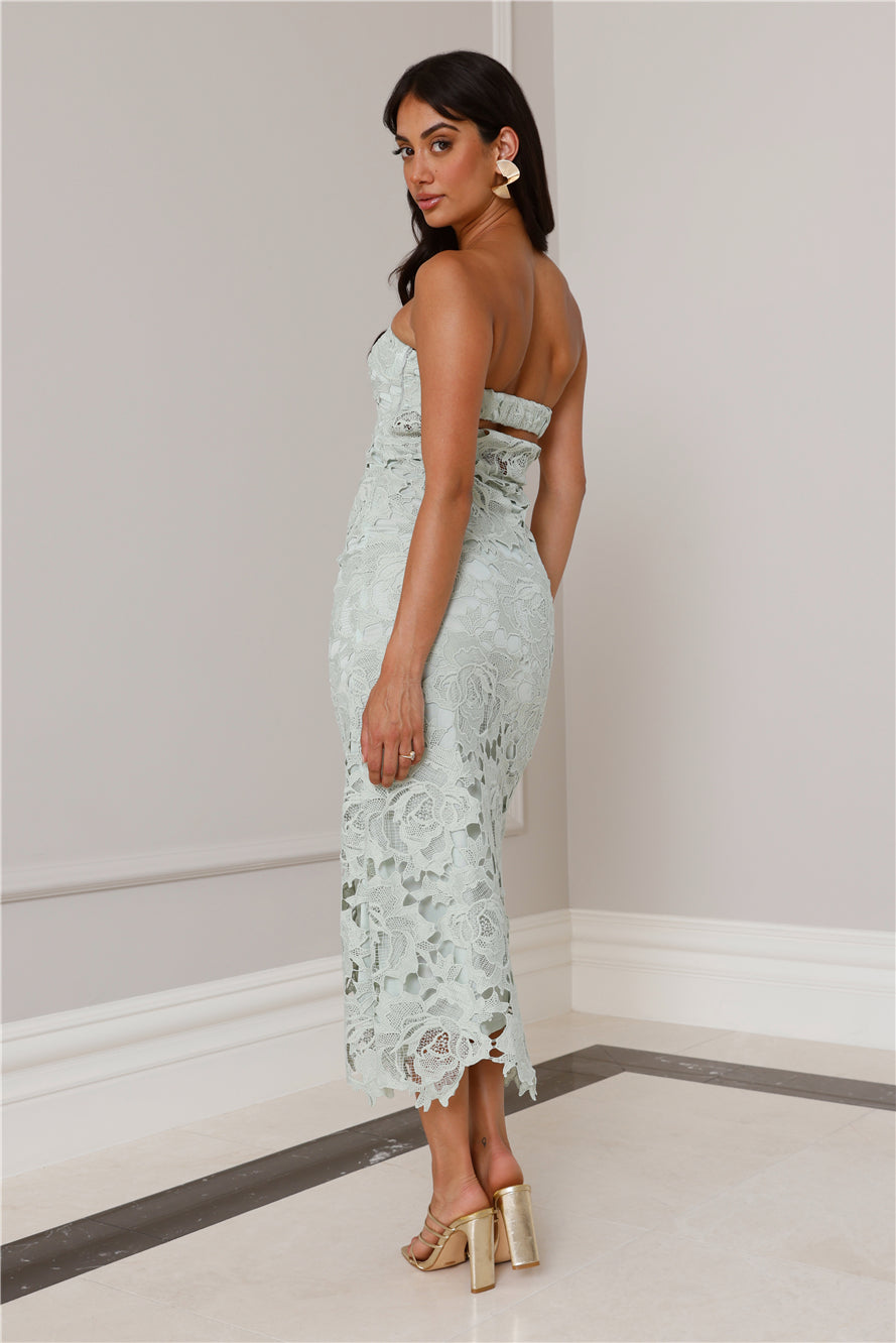 Timeless Classic Strapless Lace Maxi Dress Sage