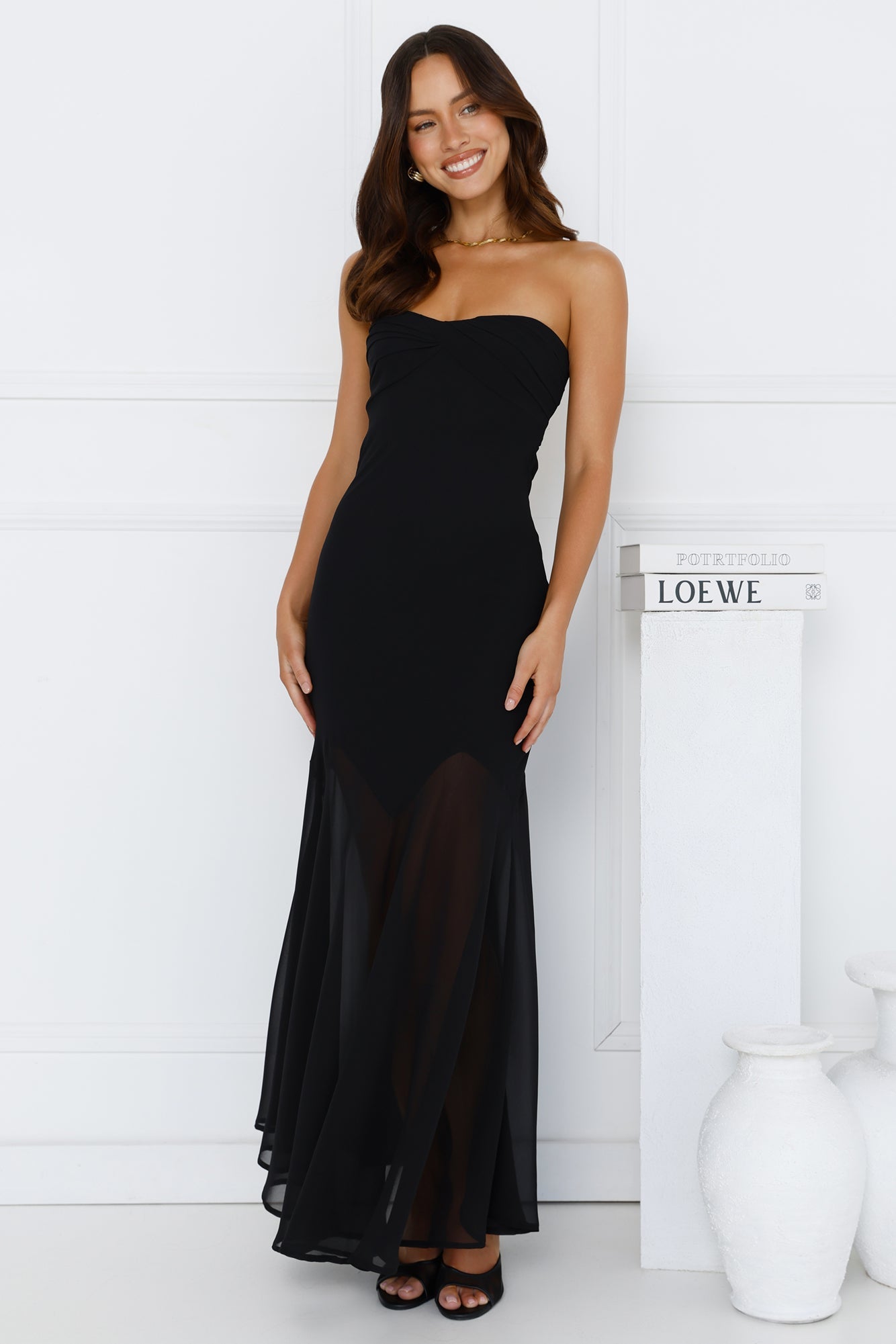 Luxe Leisure Strapless Maxi Dress Black
