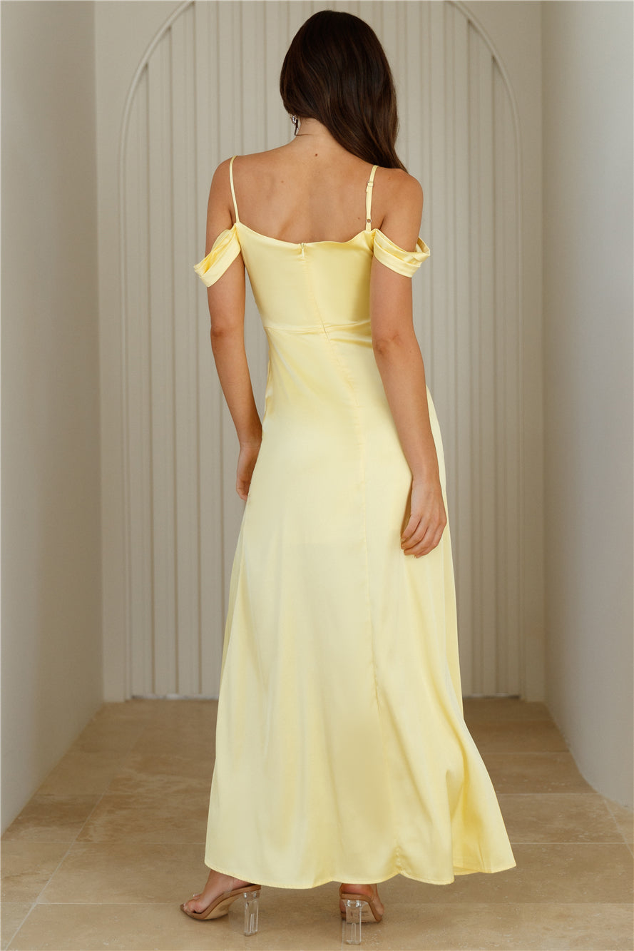 Luxury Affair Satin Maxi Dress Yellow
