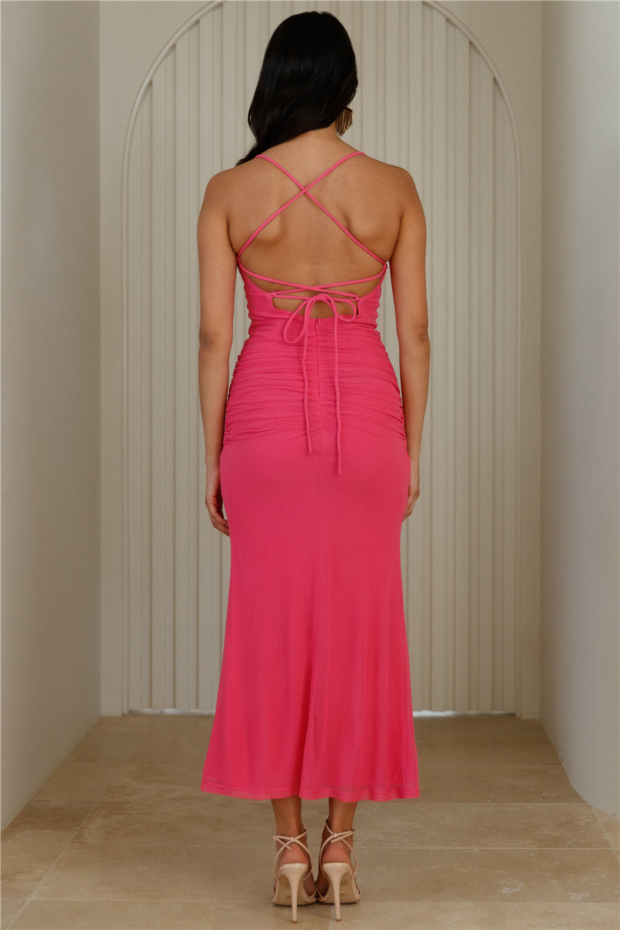 Sultry Steps Mesh Maxi Dress Pink
