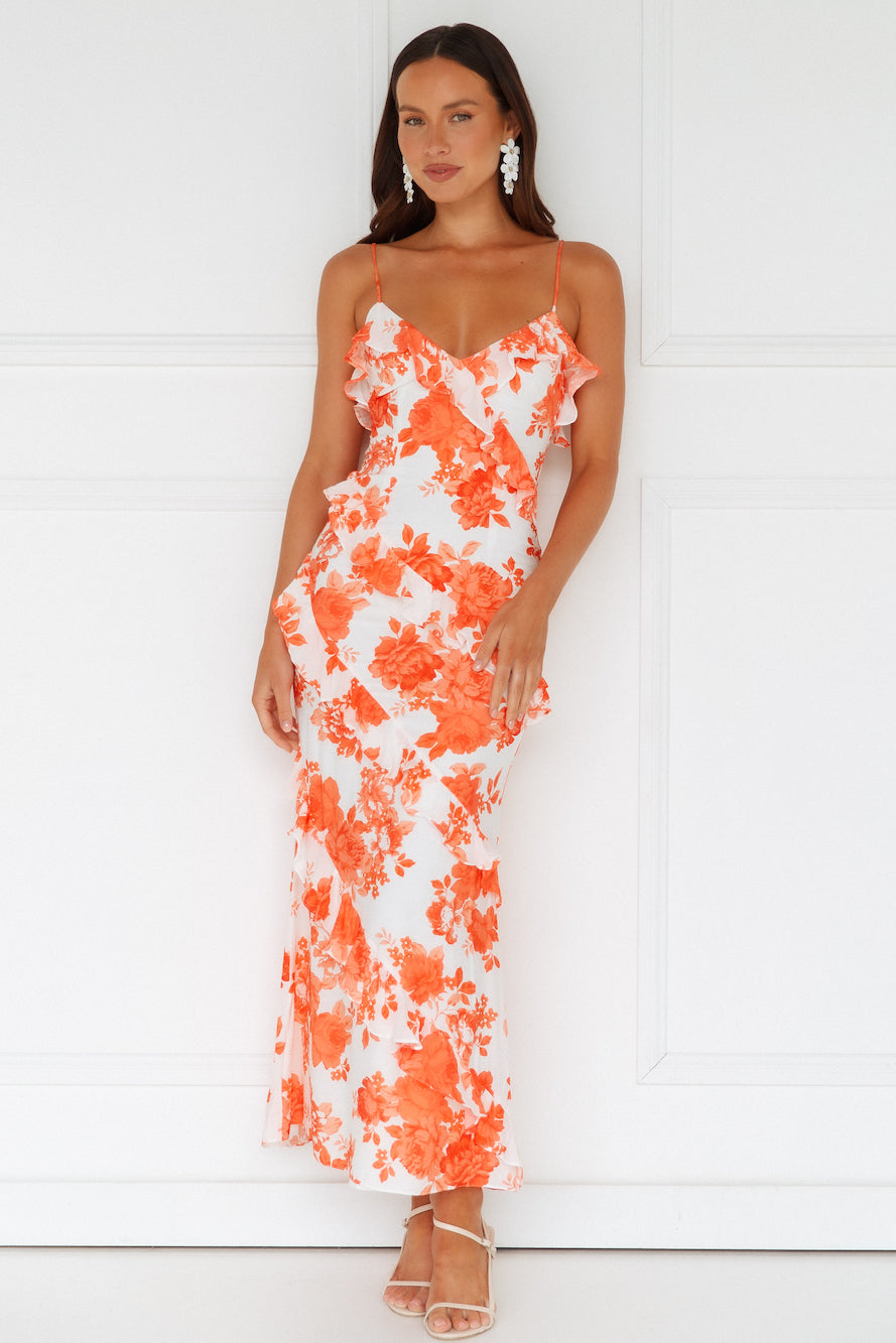 Sunshine Daisies Maxi Dress Orange