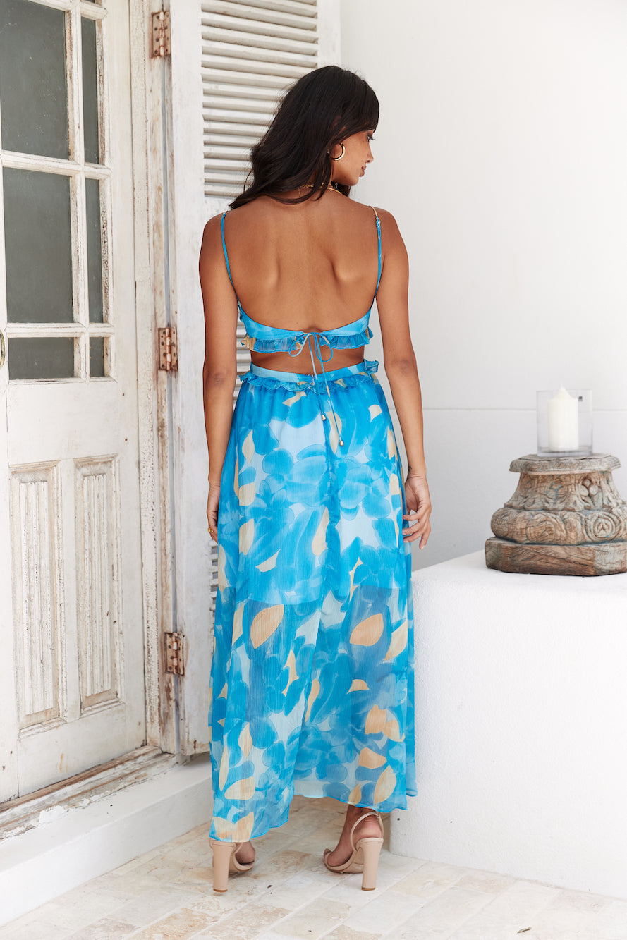 Luxe Resort Style Maxi Dress Blue