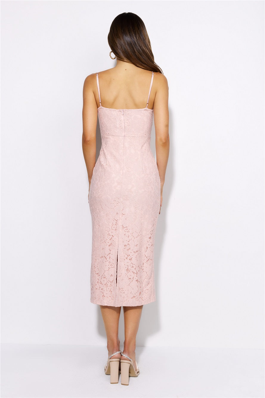 Classy Moment Lace Midi Dress Pink