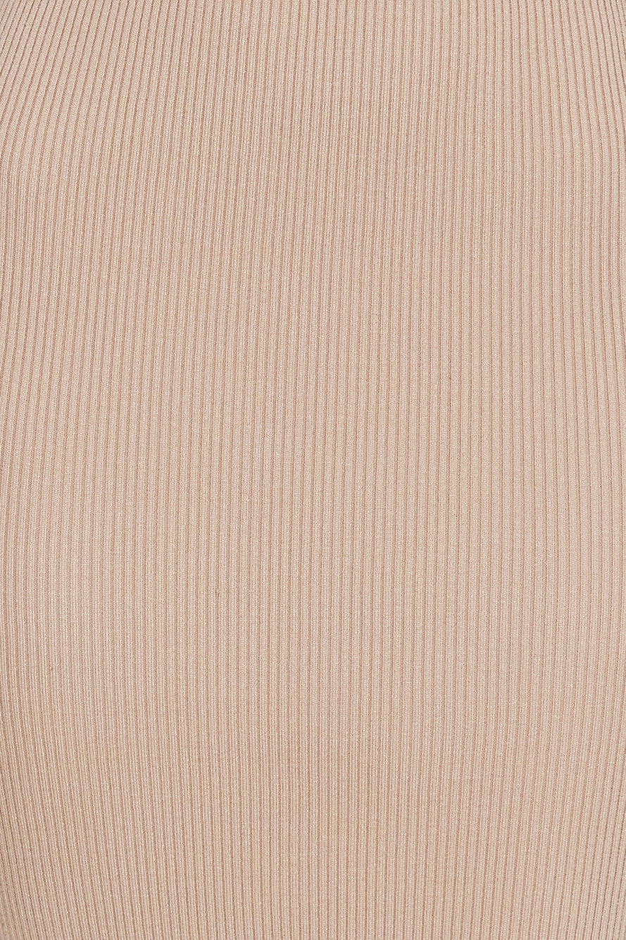 Crazy For Your Love Ribbed Midi Dress Beige