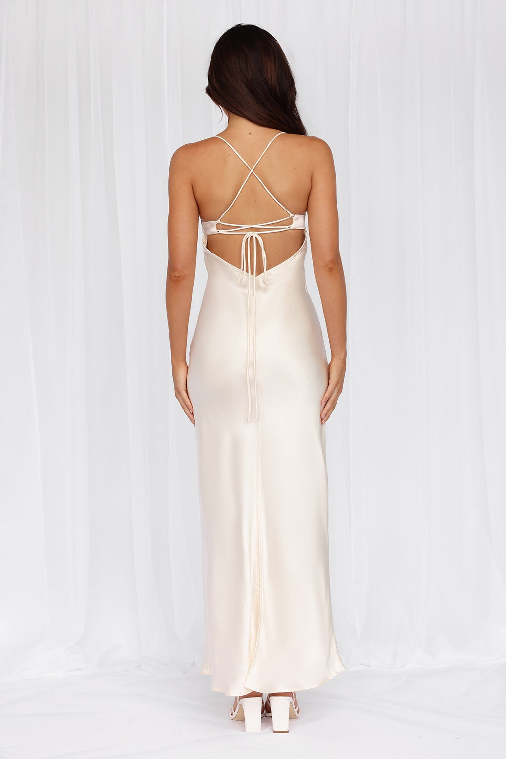 HELLO MOLLY The Samara Satin Maxi Dress Pearl