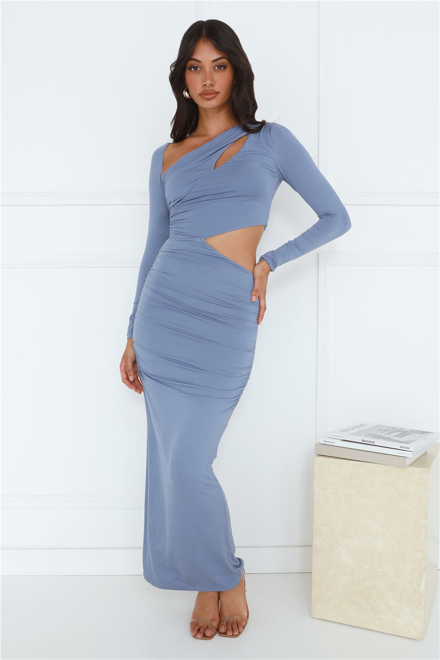 Experience Me Long Sleeve Maxi Dress Blue